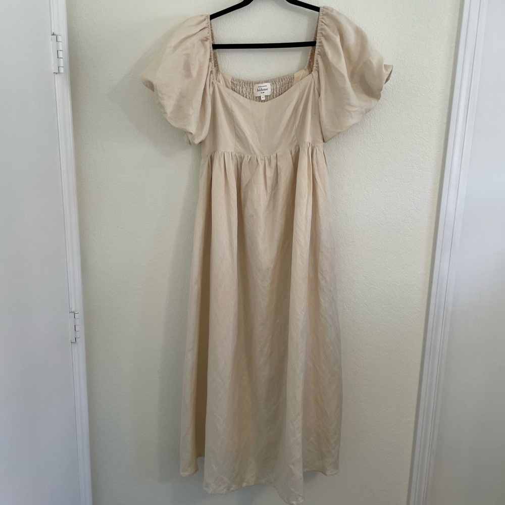 bohme Cream Puff Sleeve Midi Dress